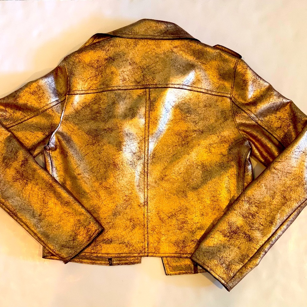 Anthropologie Woman’s Rose Gold Moto Jacket Open Front Size Small - Picture 11 of 12